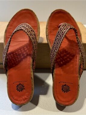 Yellow Box Orange Sandal W/ Cork Base And Beaded Straps Women’s Size 8